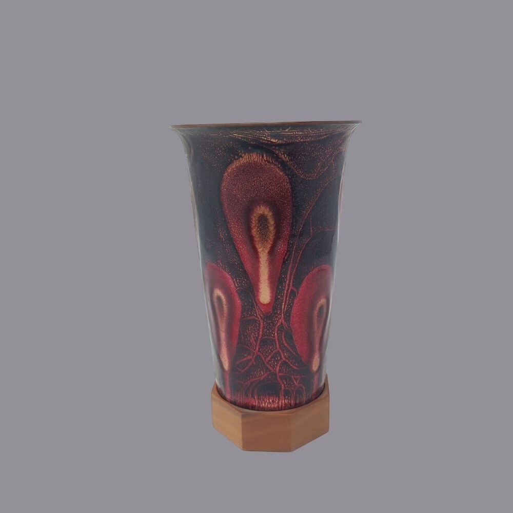 Rare Vintage Matisse Renoir Vase Copper Mid Century Abstract Enameled